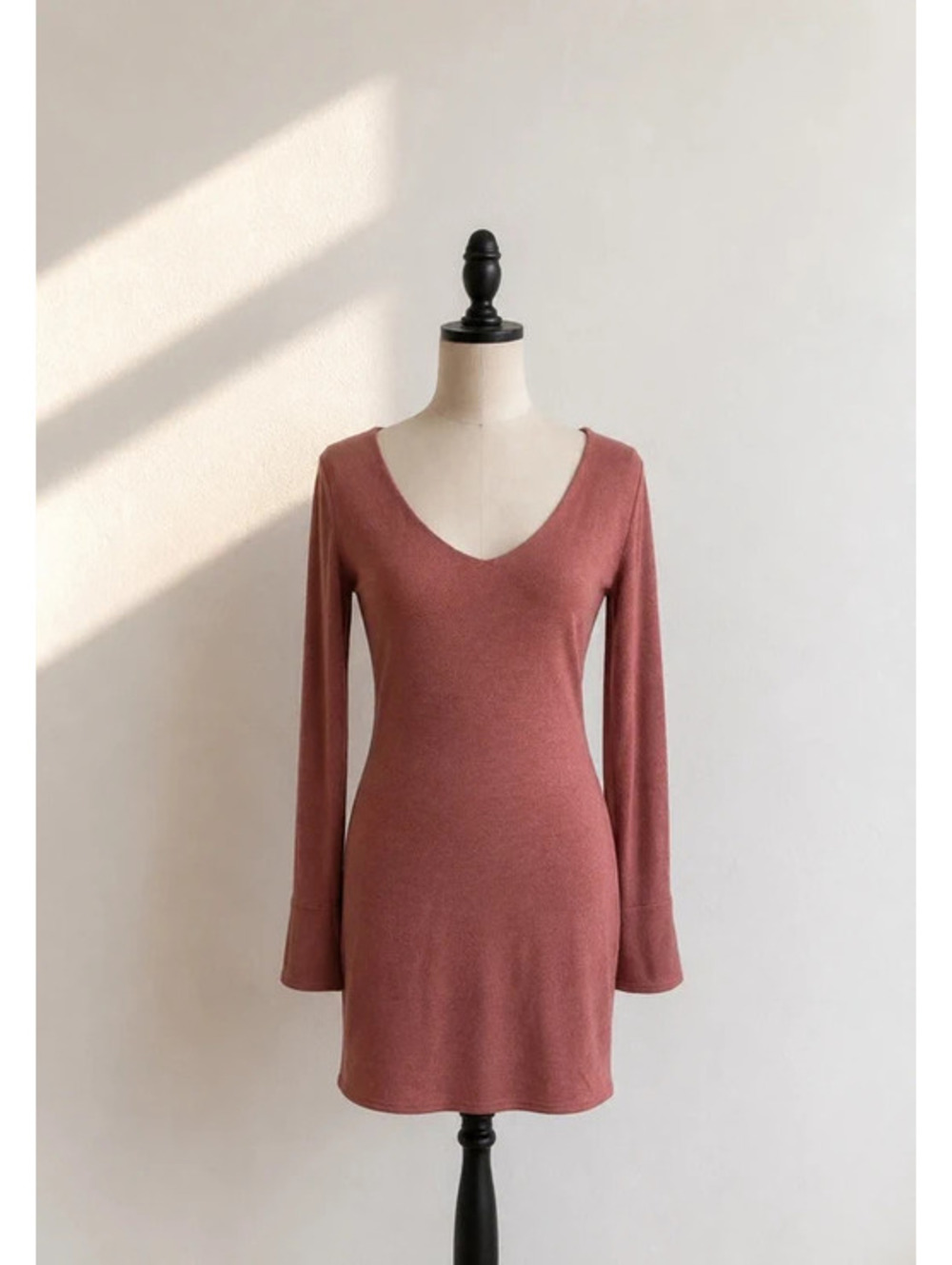 Minkpink Sweetness Knit Sweater Dress NWT Pink Bell Sleeve V-Neck SZ Small Boho